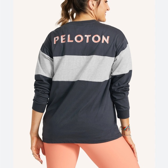 Peloton Tops - Peloton Make Waves Grey and Peach Striped Long Sleeve Shirt, Medium